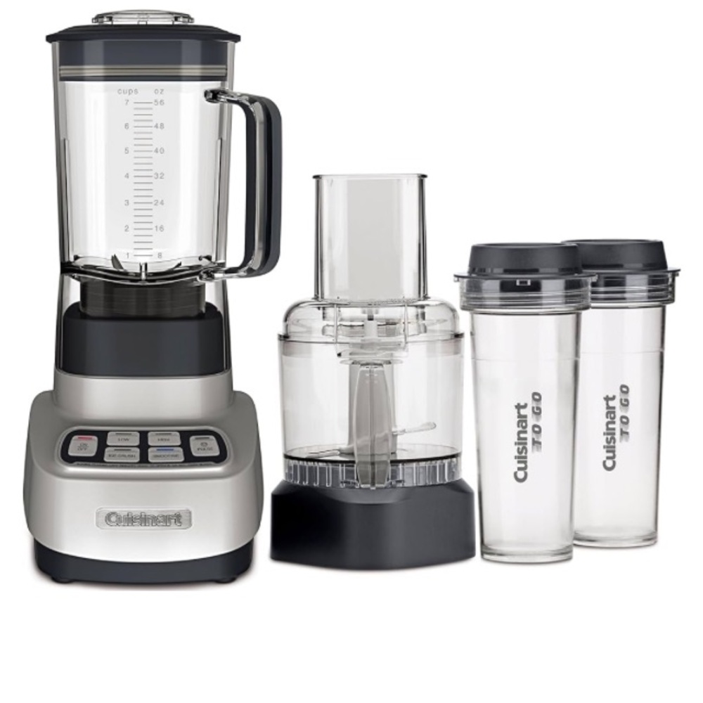 Cuisinart Velocity Ultra Trio Blender 3 Cup Food Processor Travel Cups Stainless